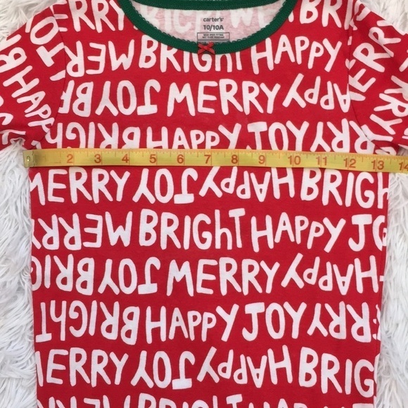 Carter's Infant & Toddler Girls Red Happy Merry Joy Christmas Pajamas 10/10 A - Picture 4 of 12